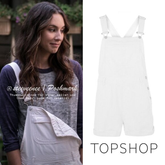 Topshop Moto White Short Overalls Dungarees ASO Spencer Hastings - Picture 1 of 7